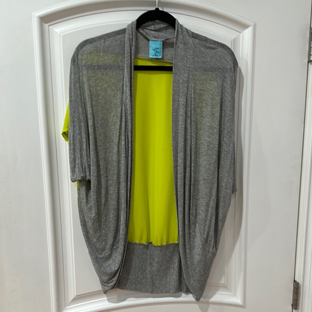 H.I.P. Gray Cardigan with Neon Yellow Top